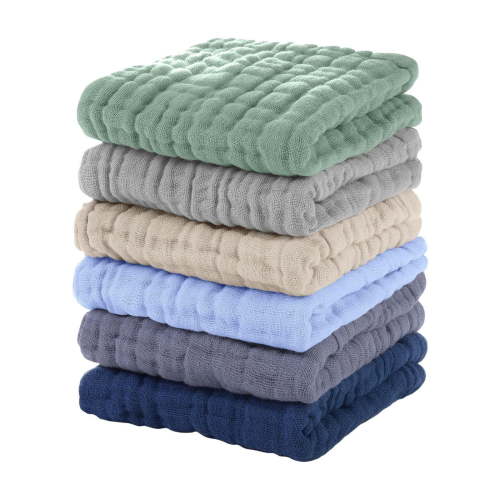 Extra Absorbent and Soft Wash cloths 6 Pack,100% Cotton Wash Cloths, Large 12''X12'' Burp Cloths Easy Clean And Durable for Boys,Girls,Kitchen- Multicolor