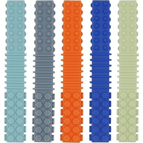Juguetes sensoriales masticables para niños autistas, paquete de 5 tubos de silicona para masticar, juguetes para autismo, TDAH, SPD, masticables con necesidades especiales, herramienta masticable de