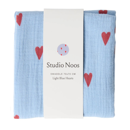 Swaddle Print Medium | Light Blue Hearts