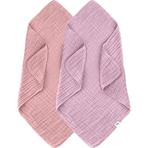 SWEET DOLPHIN Muslin Baby Bath Towels Blanket - 2 Pack 100% Cotton Towel for Babies, Infants, Toddlers - 40x40Inch - Highly Absorbent, Light Sakura
