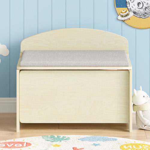 Wayfair Solid Pine Wood Toy Storage Chest With Lid - Toy Storage Bench With Cushion, Toy Box For Sturdy Nursery Decor, Rustic Children's Playroom Furniture, Safety Hinges & Smooth Finish | Wayfair