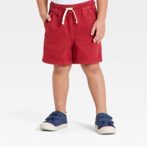 Toddler Boys' Adjustable Pull-On Denim Shorts - Cat & Jack™ Red 3T