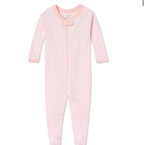 LAKE | Baby | Pima Cotton Pajamas | French Rose Stripe Baby Sleeper