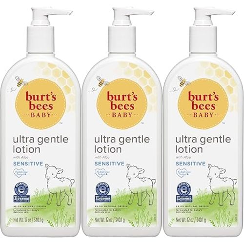 Burt's Bees Baby Ultra Gentle Lotion with Aloe for Sensitive Skin, Pediatrician Tested, 99.0% Natural Origin, 6 Ounces