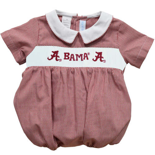 Vive la Fete Baby Boys Smocked Red Gingham Bubble - Alabama Crimson Ti – Best Dressed Child