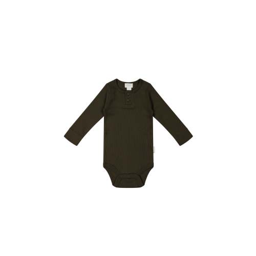 Organic Cotton Modal Long Sleeve Bodysuit - Bistre