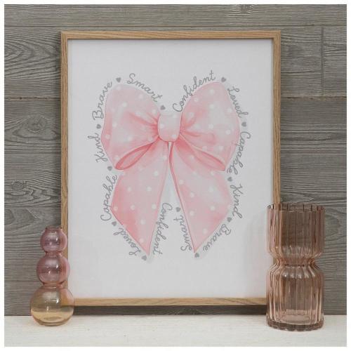Pink Bow Affirmations Wood Wall Decor