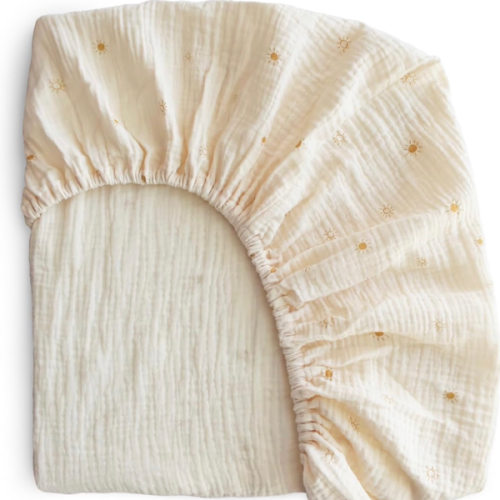 mushie Extra Soft Muslin Fitted MINI Crib Sheet | 24"x 38" (Sun)