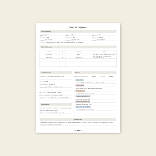 Babysitter Notepad – The Dailee