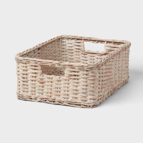 Woven Rattan Folio Bin White Washed - Brightroom™