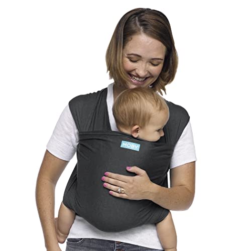 Moby Baby Wrap Carrier Evolution for Newborns to Toddlers (8-33lbs), Infant Sling Carrier, Lightweight & Hands Free Design, Adjustable for All Body Types, Baby Registry Gift (Charcoal)