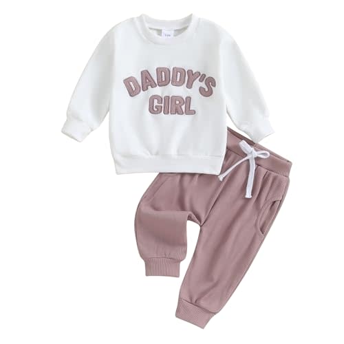 Toddler Baby Girl Clothes Daddys Girl Long Sleeve Pullover Sweatshirt Stretch Jogger Pants Infant Fall Winter Outfit