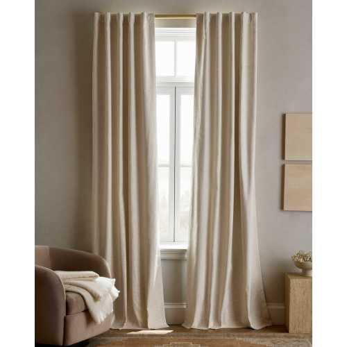 Textured Cotton Room Darkening Curtain in Ivory