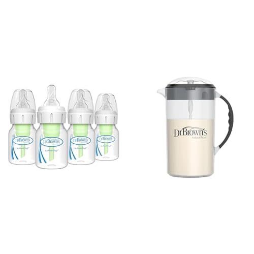 Dr. Brown's Anti-Colic Preemie Baby Bottles, Formula Mixer, 60ml 4 Pack, 36oz Pitcher