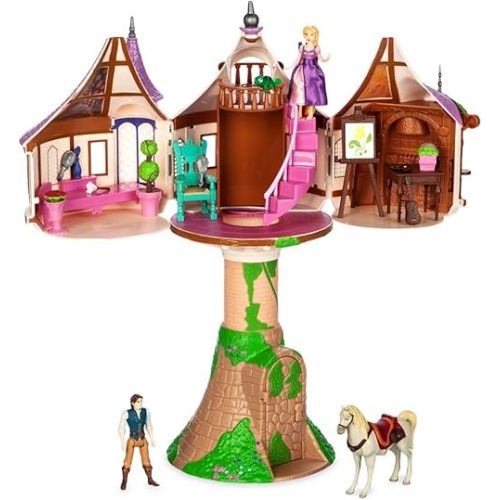 Disney Store Action Toys Rapunzel Tower Playset - 19-Piece Tangled Play Set with Rapunzel, Flynn & More Princess Toys- Includes Tower Apartment, Sculpted Figures & Art Accessories