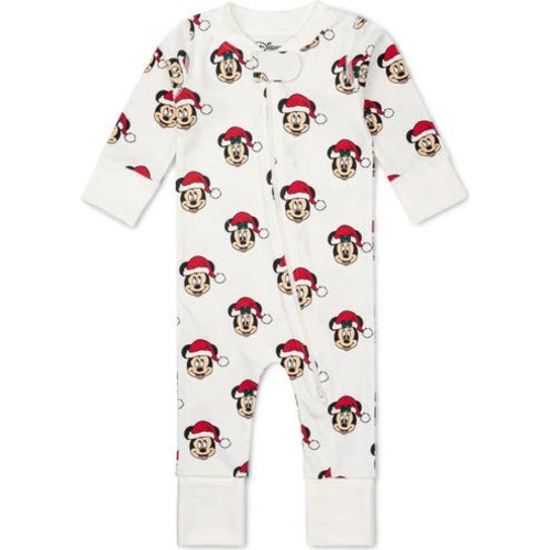 Mickey Mouse Print Holiday Organic Cotton One-Piece Convertible Pajamas, 9-12M