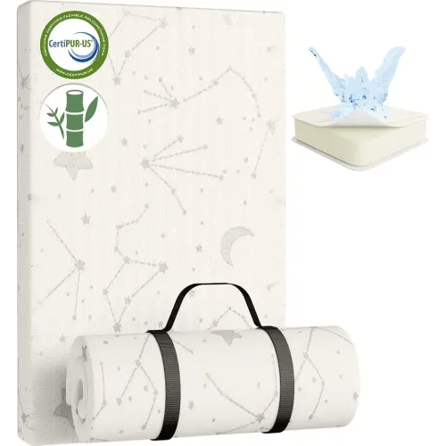 YENING Bamboo Pack and Play Mattress Pad Breathable 38x26 Waterproof Baby Mattress for Pack N Play Matress Topper Waterproof with Strap