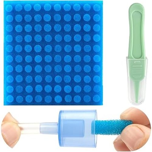 100-Pack of Premium Nasal Aspirator Hygiene Sponges, Replacement for Nosefrida Nasal Aspirator Filters, BPA, Phthalate & Latex-Free (100 Count +Tweezer)
