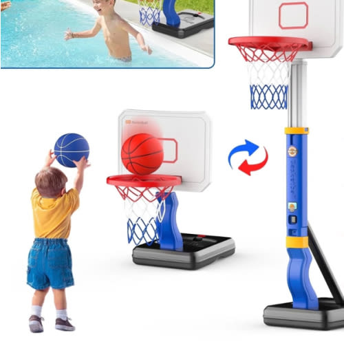 Walmart Black Friday Deals 2025 - JoyStone 2 in 1 Kids Basketball Hoop, Toddler Basketball Hoop Indoor Mini Adjustable Poolside Basketball Goals with Ball Pump for Boys Girls Outdoor Toys, Blue & Black