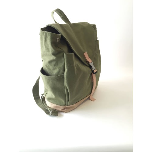 Smoke green canvas diaper bag backpack, School laptop backpack, Travel zipper backpack, college Unisex backpack - Backpack Marken | 108