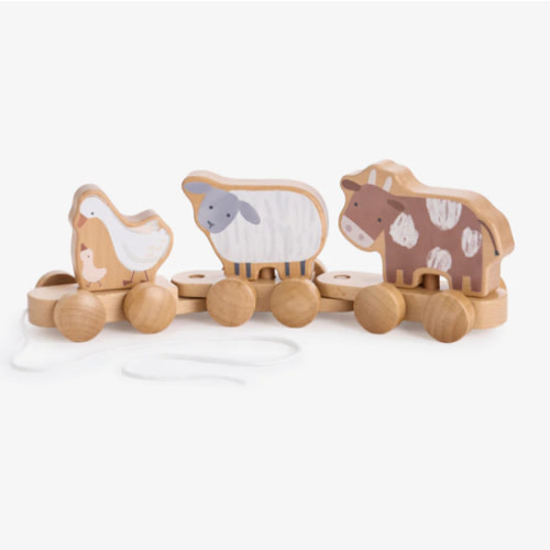 Farm Animal Wooden Pull Toy – Elegant Baby