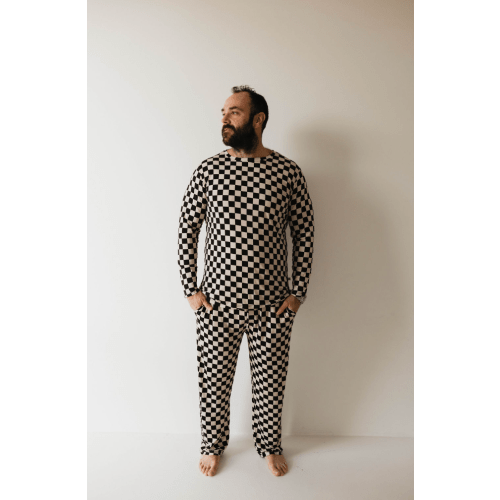 Men's Bamboo Pajama | Black Checkerboard