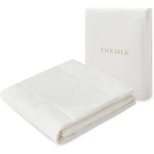 THXSILK Toddler/Crib Quilt for Kids, 41"×48" Filling 100% Pure 7A+ Long Strand Tussah Silk Baby Blanket/Comforter/Duvet/Throw Natural Organic Cotton Shell Breathable Washable for All Season, White