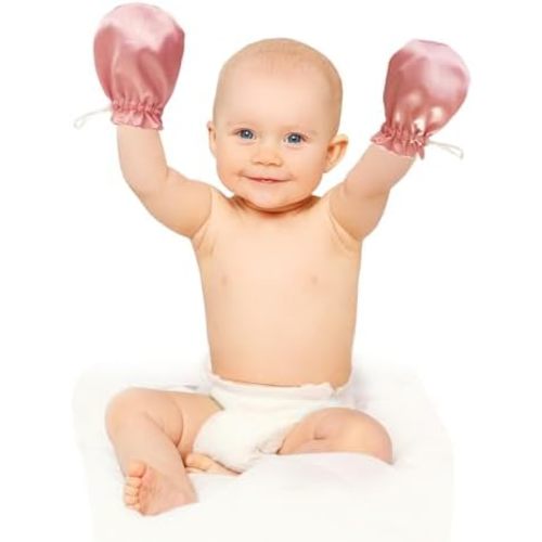 1 Pair Satin Eczema Gloves for Babies Kids Eczema Mittens Anti Scratch Eczema Relief Hand Gloves Adjustable