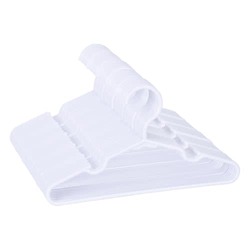 50 Pack White Kids Hangers 11.6 Inch - Baby Clothes Hangers for Toddler & Child, Durable Plastic Children's Hangers for Closet, Pants, Coats, Skirts (Non-Slip, Space-Saving)