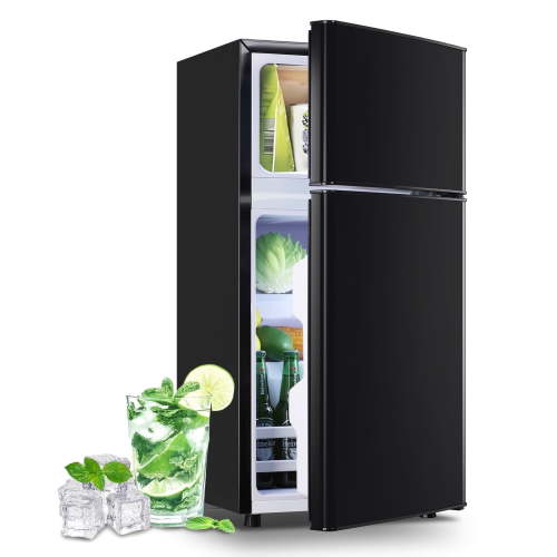 DEMULLER 2.4 Cu.ft Mini Refrigerator with Freezer Dorm Fridge for Personal Removable Shelves Black