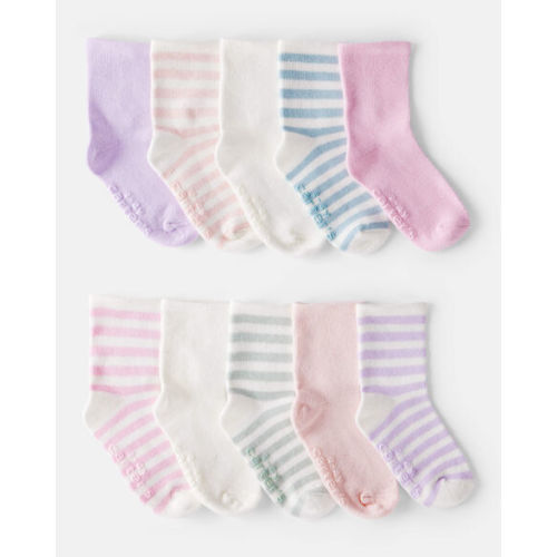 Toddler Girl 10-Pack Striped Crew Socks | Carter's