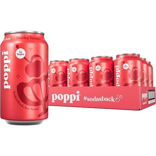Poppi Prebiotic Soda, Shirley Temple, 12 Oz, 12 Pack