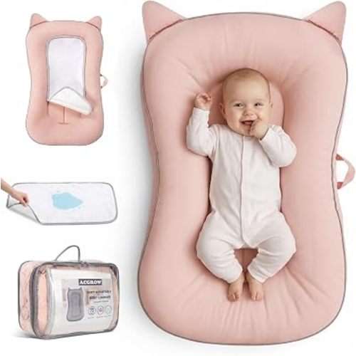 Baby Lounger for Newborn 0-24 Months, Cotton Infant Support Cushion