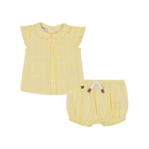 Baby Girls 2-Piece Printed Gauze Flutter Sleeve Top and Bloomer Set