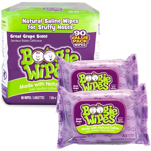 Baby Wipes by Boogie Wipes, Wet Wipes for Face, Hand, Body & Nose, Made with Vitamin E, Aloe, Chamomile and Natural Saline, Grape Scent, 45 Count, Pack of 2 - 45 Count (Pack of 2)