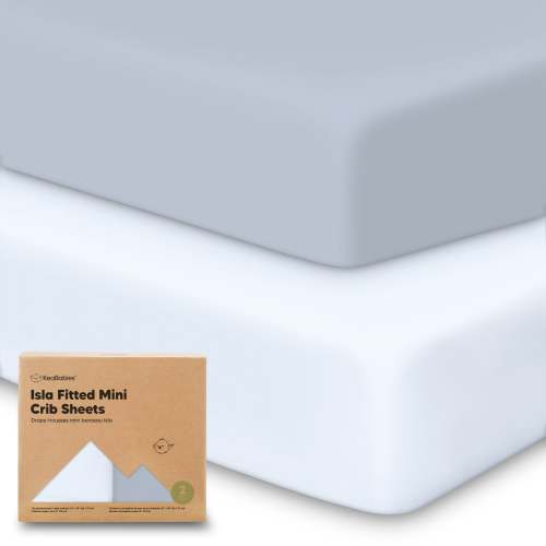 Isla Fitted Mini Crib Sheets - Blue Flax / 38 x 26