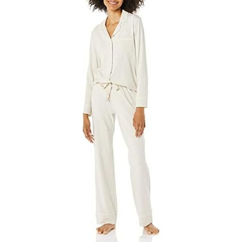 Amazon Essentials Womens Cotton Modal Long Sleeve Shirt Full Length Pant Pajama Set