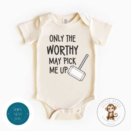 Only the Worthy Natural Baby Onesie® | Thor Kids Tshirt | Cute Baby Shower Gift | New Parent Gift