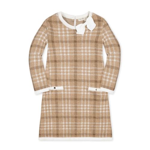 Hope & Henry Girls' Organic Long Sleeve Bow Detail Intarsia Sweater Dress, Infant