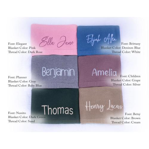 Embroidered Knit Baby Blanket, Personalized Baby Blanket, Custom Baby Name Blanket, Gift for Baby, 100% Cotton blanket, Keepsake for Baby