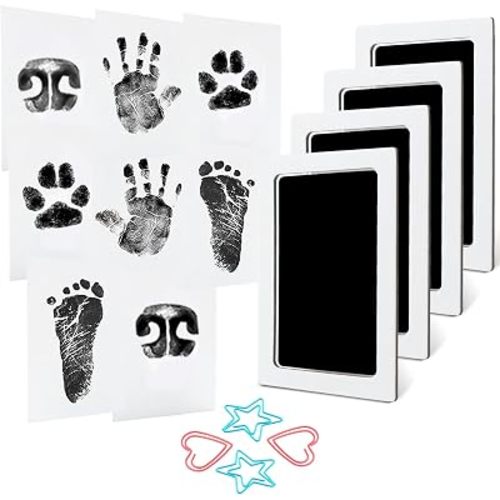 4-Pack Baby Inkless Hand and Footprint Kit Paw Nose Print Kit for Dogs Cats Pets Clean Touch Ink Pad for Newborn Keepsake Mess-Free Ink Pad