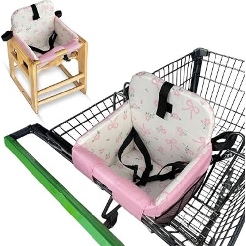 Shopping Cart Seat Cover for Baby, Pink Bows