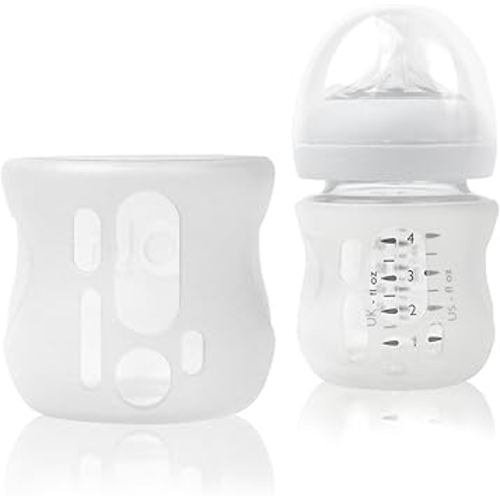 Olababy Silicone Sleeve for Avent Natural Glass Baby Bottles (4 oz, Translucent)