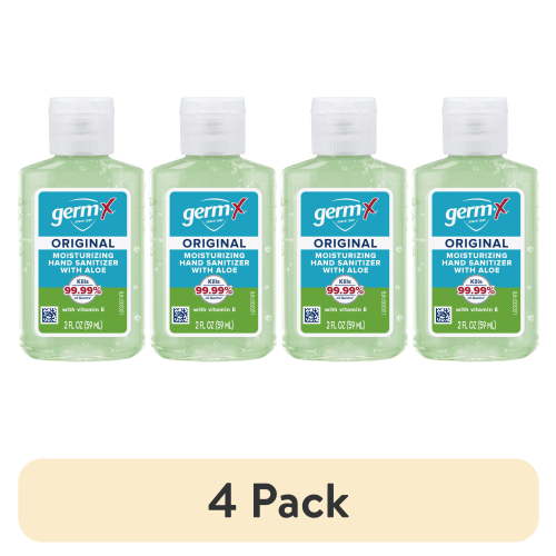 (4 pack) Germ-X Hand Sanitizer with Aloe & Vitamin E, Scented, Travel Size Hand Sanitizer Bottle, 2 fl oz