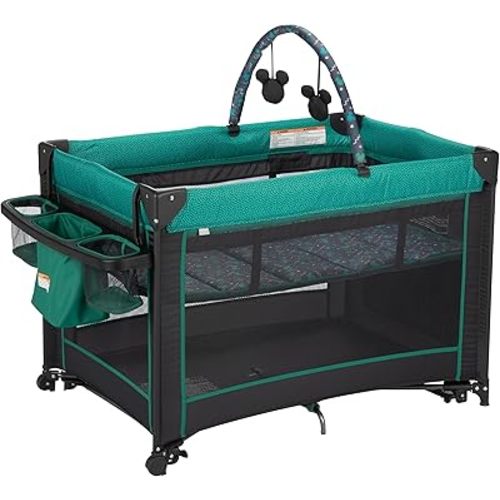 Disney Baby Classic Mickey Mouse 2-in-1 Play Yard with Rocking Bassinet, Mickey Sprinkle