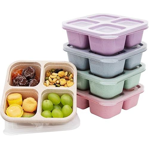 5 Pack 4-Compartment Divided Snack Box FOR Kids/Toddle/Adults