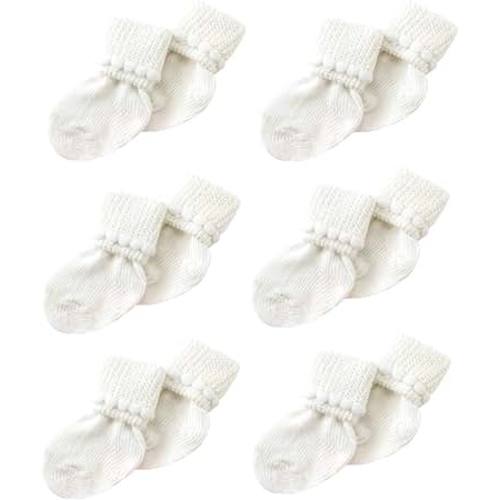 Amazon.com: Nurses Choice 6 Pairs Stay-On Baby Socks, Soft Bubble Cuff Cotton Booties 0–3 Months, Hospital Trusted Essentials