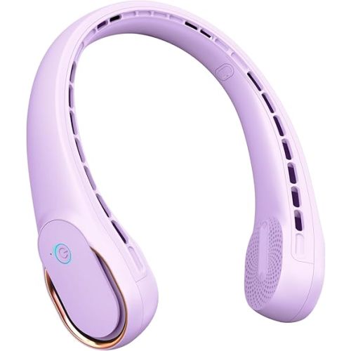 FrSara Neck Fan, Portable Personal Fan Strong Wind, 5200mAh, Air Volume,360° Cooling, No Hair Twisting, Air Volume On 2 Sides, Non-Slip, Quick Charge, Long Use Time, Gift for Women, Men, Birthday