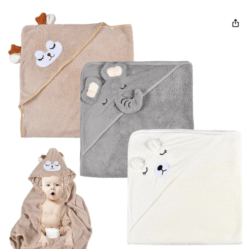 UieaMsio 3 Piece Baby Hooded Bath Towel, Newborn Baby Towel, Baby Bath Cape, Soft & Strong Absorbency, 80 x 80 cm, High Quality Coral Plush : Amazon.com.be: Baby Products