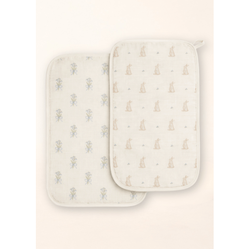 Bunny & Lily of the Valley - Premium Muslin Burp Cloth 2-Pack
